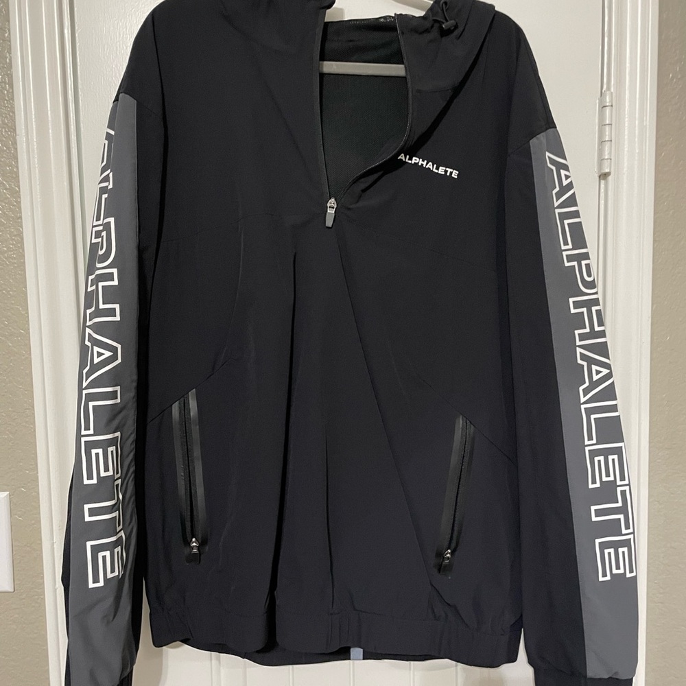 Alphalete Black and Gray Windbreaker Jacket